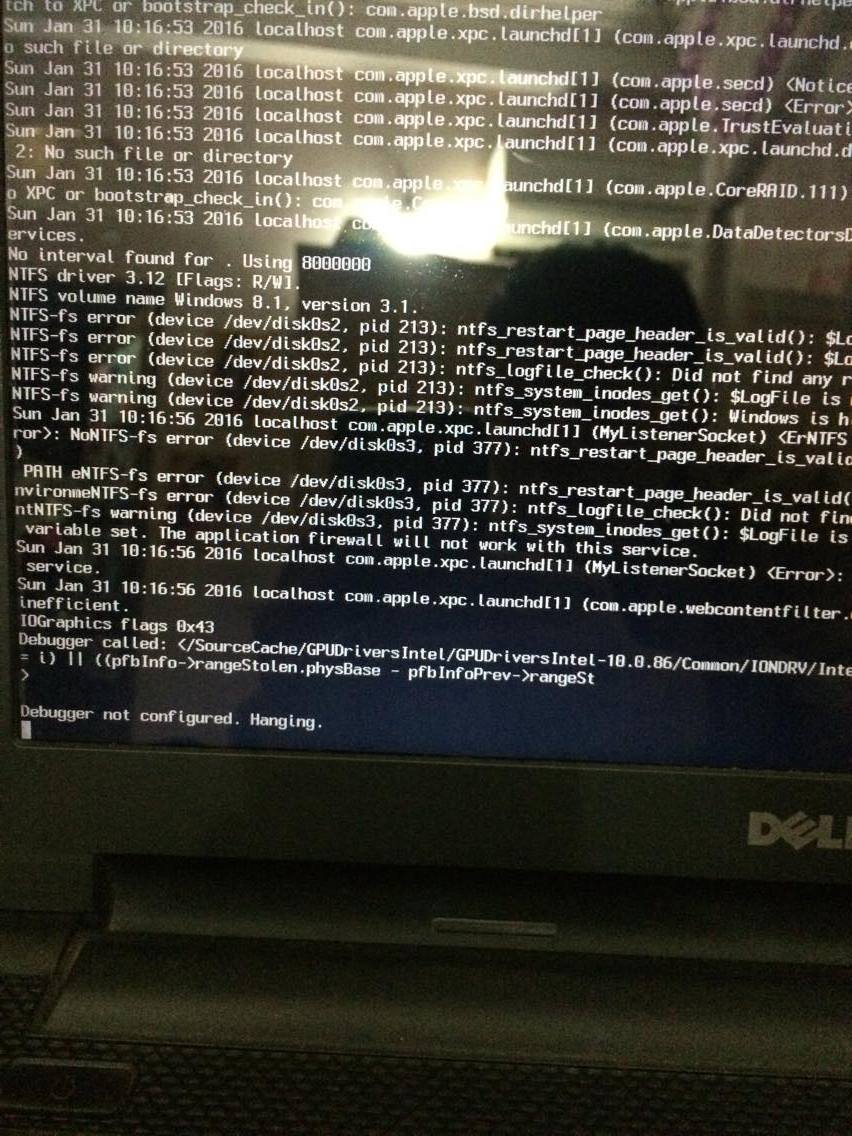 lỗi khi boot clover báo "Debugger not confinggred. Hanging"