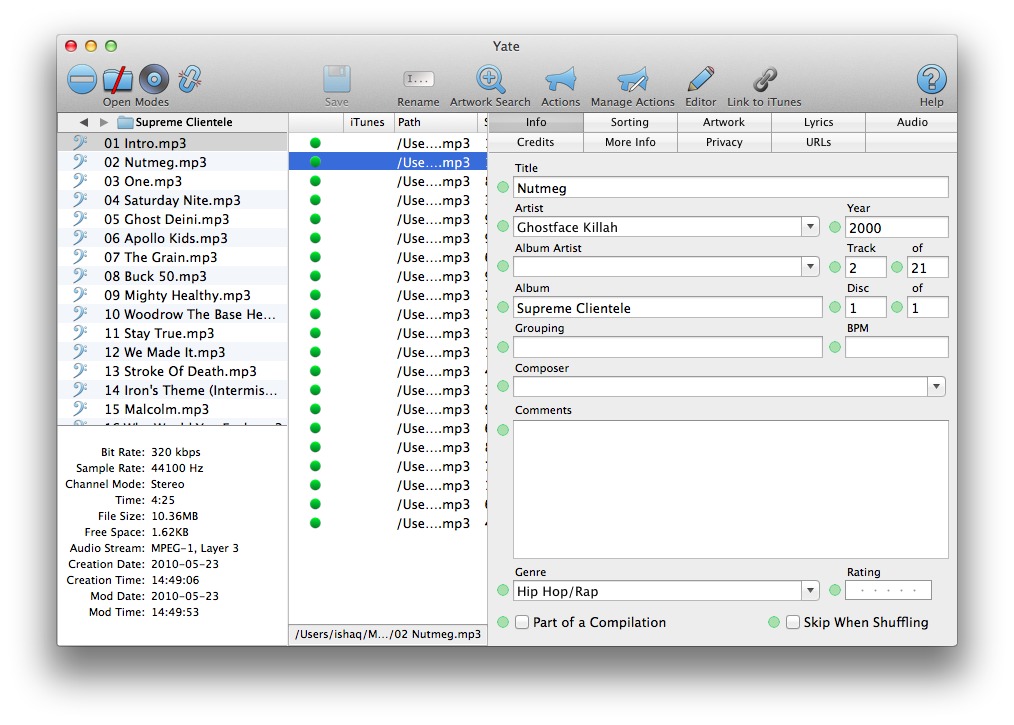 YATE 3.9 MAC – Tag và chỉnh sửa thông tin các tập tin âm thanh