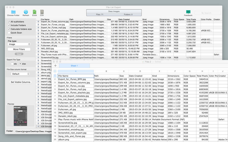 File List Export 1.7.6 - Export folder contents to a list (File list to Excel)